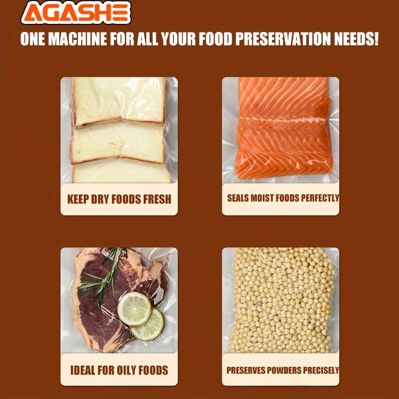 Orange and black vacuum sealer with cutter roll bag holder 50 pre-cut bags external suction tube food preservation sous vide bulk storage