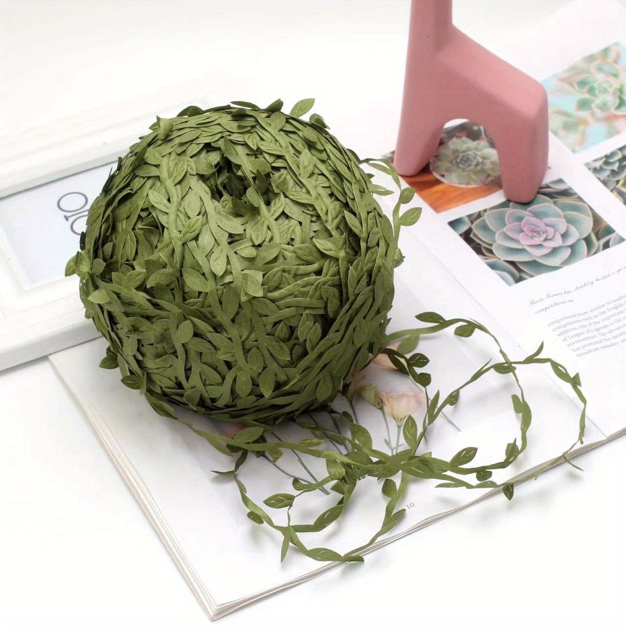 20m Pack of Green Faux Leaf Vines Artificial Greenery for Wreaths Home Decor and Gift Wrapping