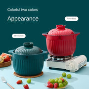 Красная/Зеленая 3L Традиционная Кастрюля из Сподумена с Нержавеющей Стальной Крышкой - Керамическая Чаша для Супа и Тушеного Мяса для Газовой Плиты, Идеально Подходит для Риса и Здорового Приготовления, Только Ручная Стирка