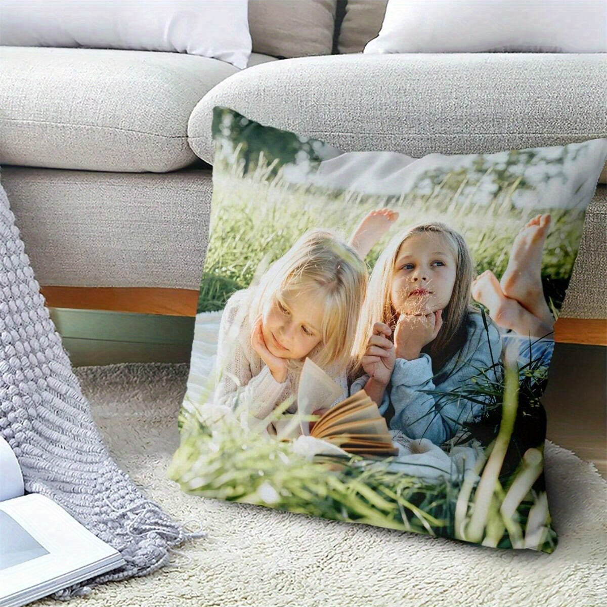 Personalized Photo Pillow Cover - Peach Skin Cushion Case Single-Sided Print for Home Decor and Gifts