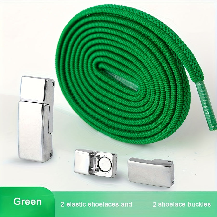 Unisex Metal Magnetic Shoelace Buckle Solid Color Elastic Lace Clip