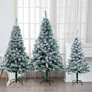 Flocked Artificial Cedar Christmas Tree White Reusable Easy Assembly Decorative for Home Office Party