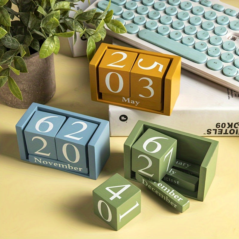 Wooden Desktop Calendar Ornament for Home Office Decoration Christmas Valentine New Year