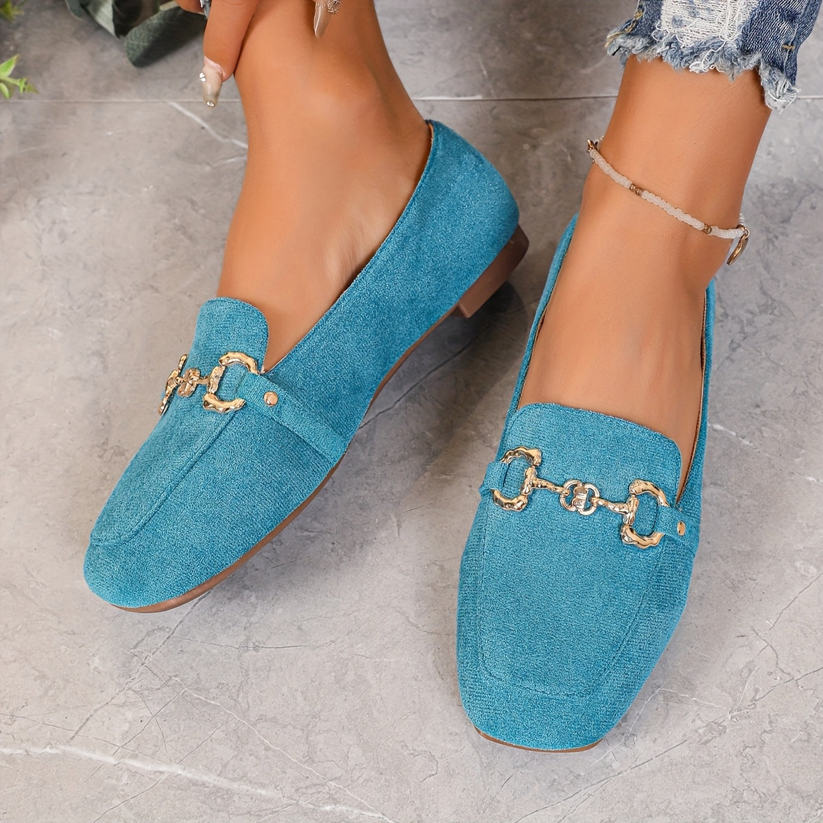 Women's Fleece Flat Moccasin Loafers Slip-On Casual Shoes for All Seasons