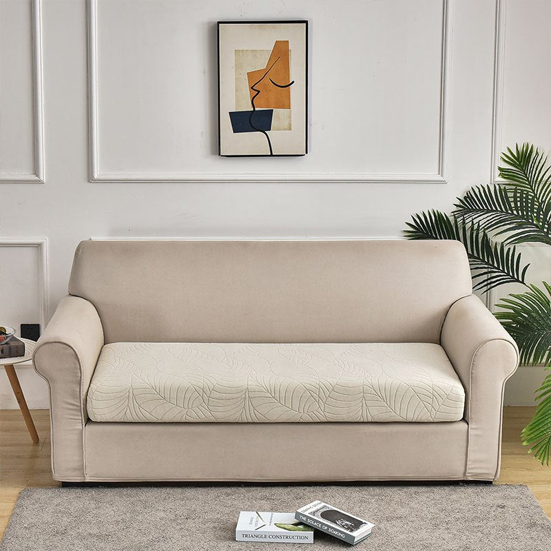 Waterproof Jacquard Sofa Cushion Cover with Leaf Pattern for 1/2/3-Seater and Sectional Sofas Machine Washable Living Room Home Decor