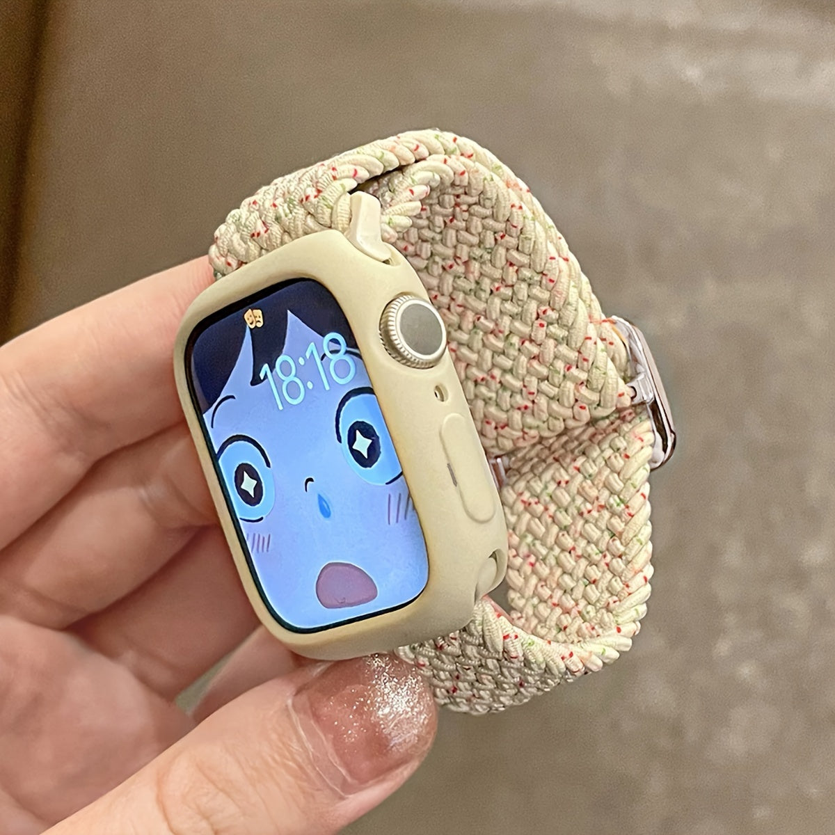 Набор из 2 модных эластичных тканевых ремешков для часов и мягкого силиконового защитного чехла для Apple Watch. Подходит для Apple Watch размером от 38 мм до 49 мм и серии Ultra до 1. Умные часы.