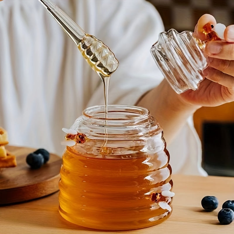 Animal-Themed Glass Honey Jar with Lid for Kitchen and Dining