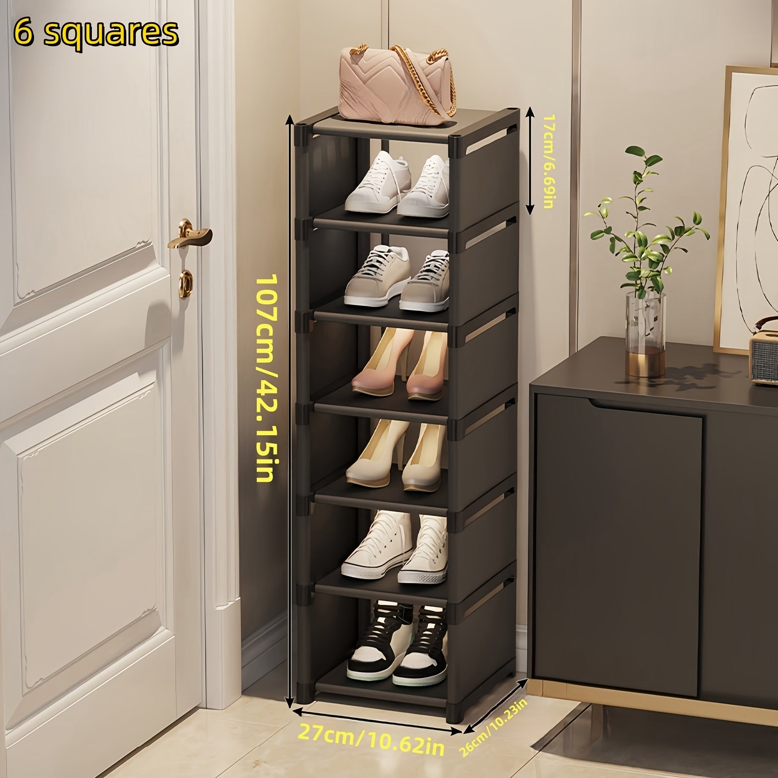 Multi-Tier Fabric Shoe Rack with Metal Frame Space-Saving Storage for Entryway Bedroom Hallway