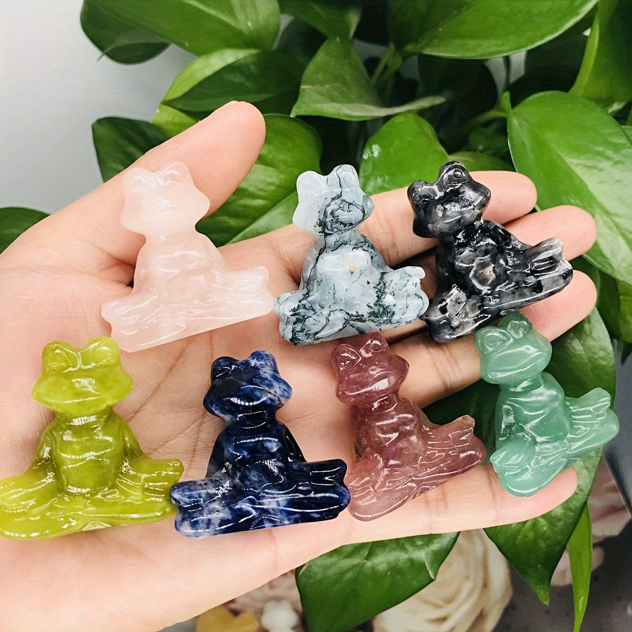 Natural Crystal Yoga Frog Figurine 40mm Hand-Carved Home Office Decor Gift
