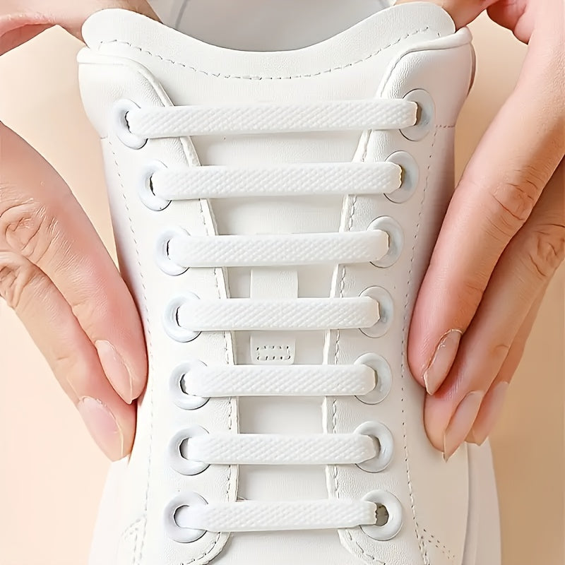 Unisex Silicone No-Tie Shoelaces Set Elastic Quick-Lace for Sneakers