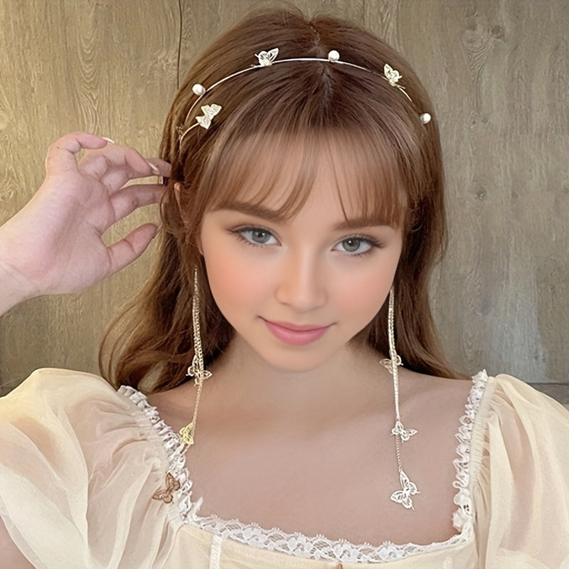 Women Butterfly Tassel Headband Hair Accessory for Photography and Hair Decoration