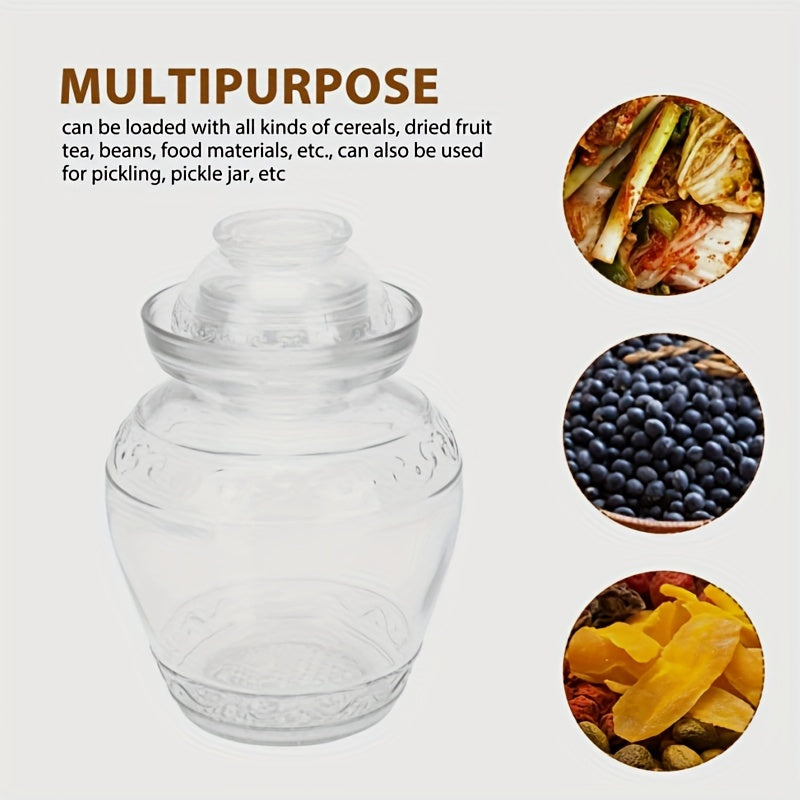 Glass Pickle Fermentation Jar 2500ml Water Seal Lid for Making Pickles Sauerkraut