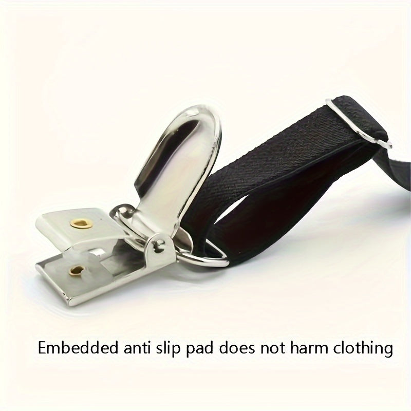 Adjustable Nylon Shirt Stays with Non-Slip Clips for Tucked-In Look