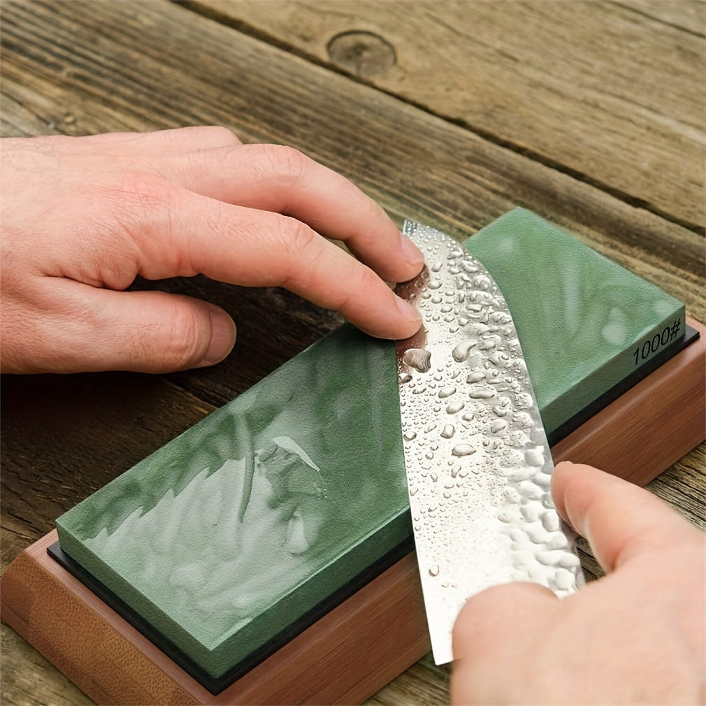 Set of 2 Sharpening Stones 1000/4000 Grit Kitchen Knife Sharpener Non-Slip Base