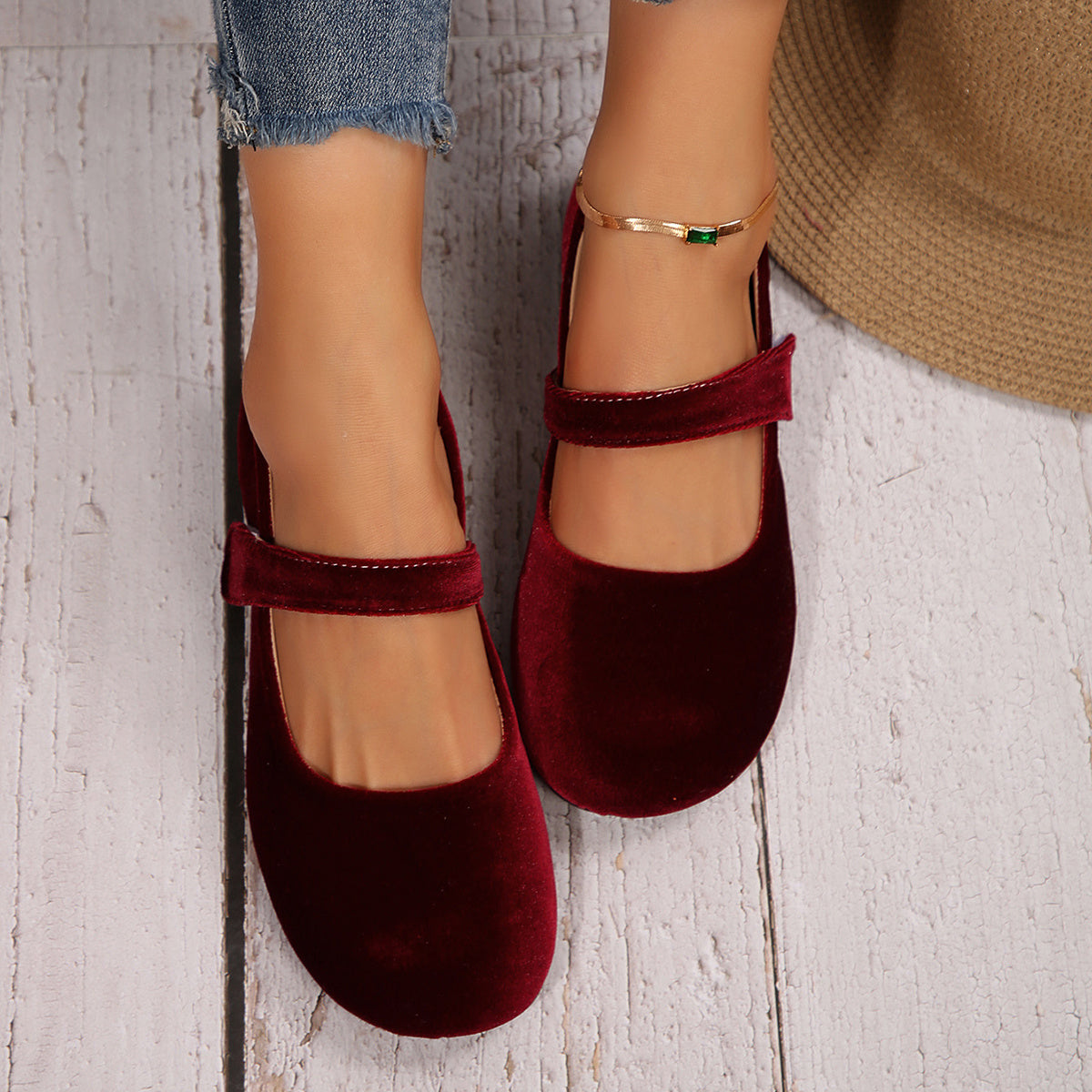 Женские балетки Mary Jane из бордовой кожи, удобные и легкие
