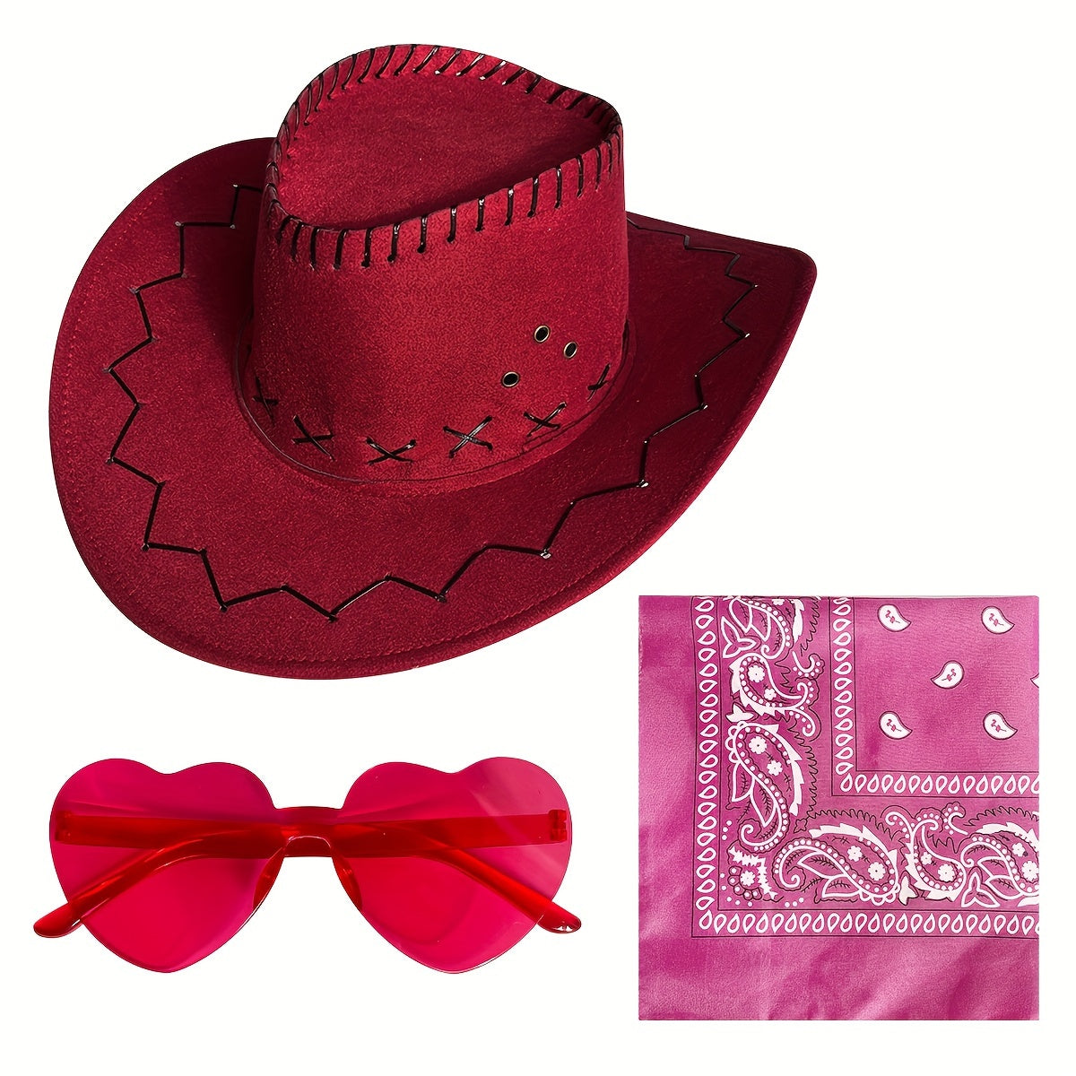 White Cowboy Costume for Adults with Hat Sunglasses and Bandana for Halloween