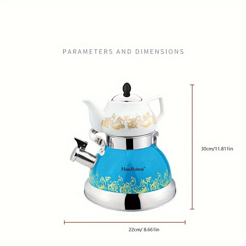 Stainless Steel Whistling Kettle Set 3L and 0.7L for Gas Stove Kitchen