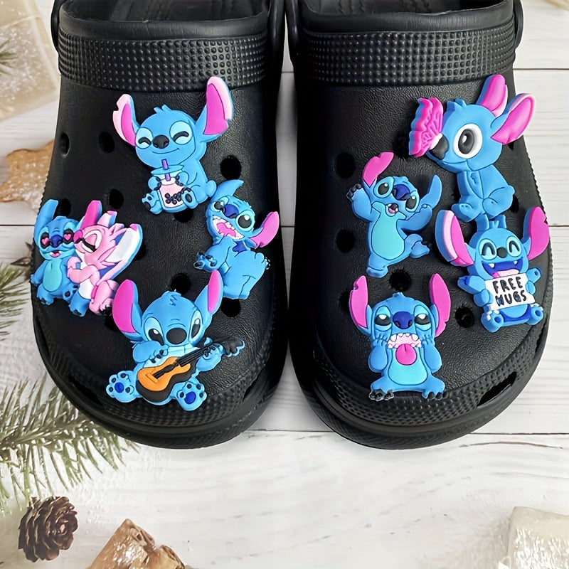 8pcs Kids Shoe Buckles Cartoon Stitch Detachable Decoration