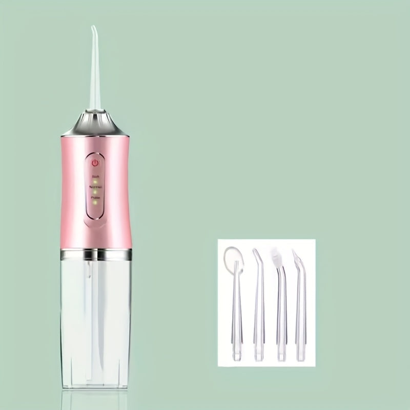 Portable Oral Irrigator with USB Rechargeable Water Flosser 800mAh Lithium Battery 3 Modes 4 Tips