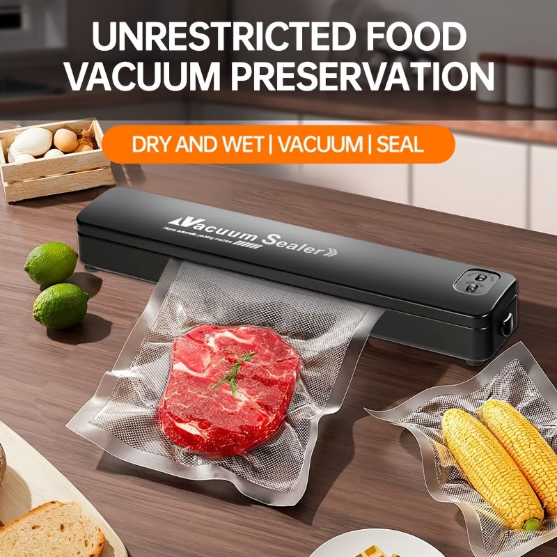 Автоматическая вакуумная упаковочная машина для сохранения продуктов 50 пакетов Компактная черная