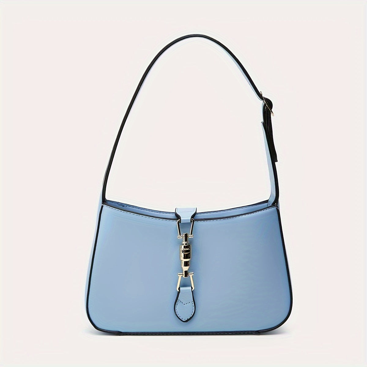 Vegan Shoulder Bag for Women Solid Color PU Casual Handbag Black