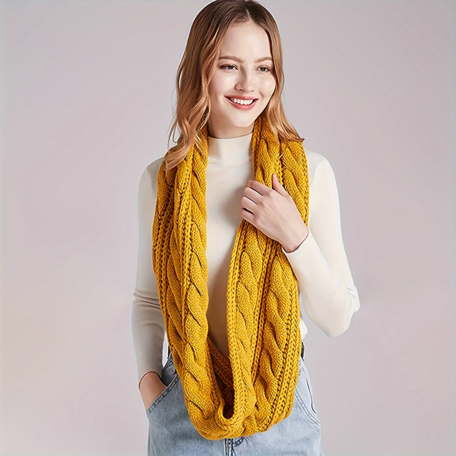 Women's Infinity Scarf Knit Warm Soft Autumn Winter Elastic Coldproof Neck Cover