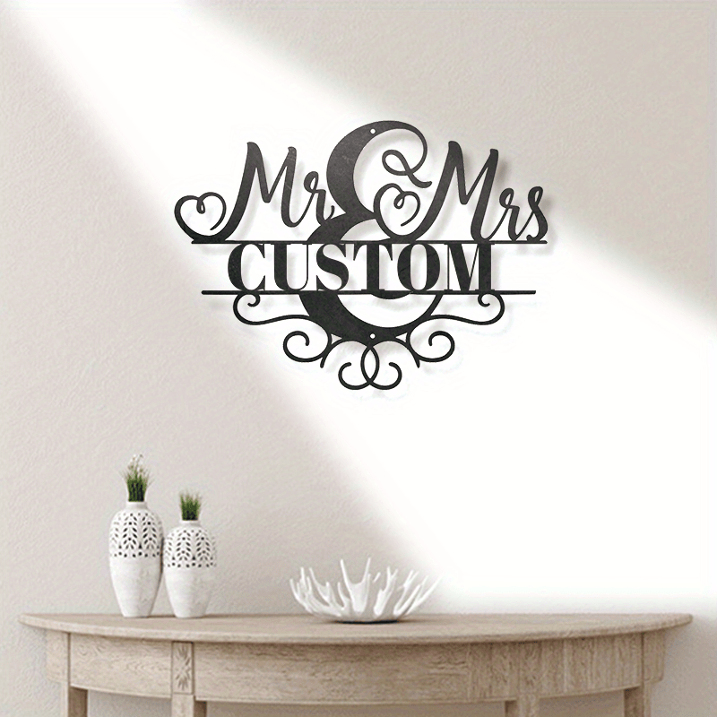 Monogram Wall Art Black Metal Decoration for Home and Celebrations