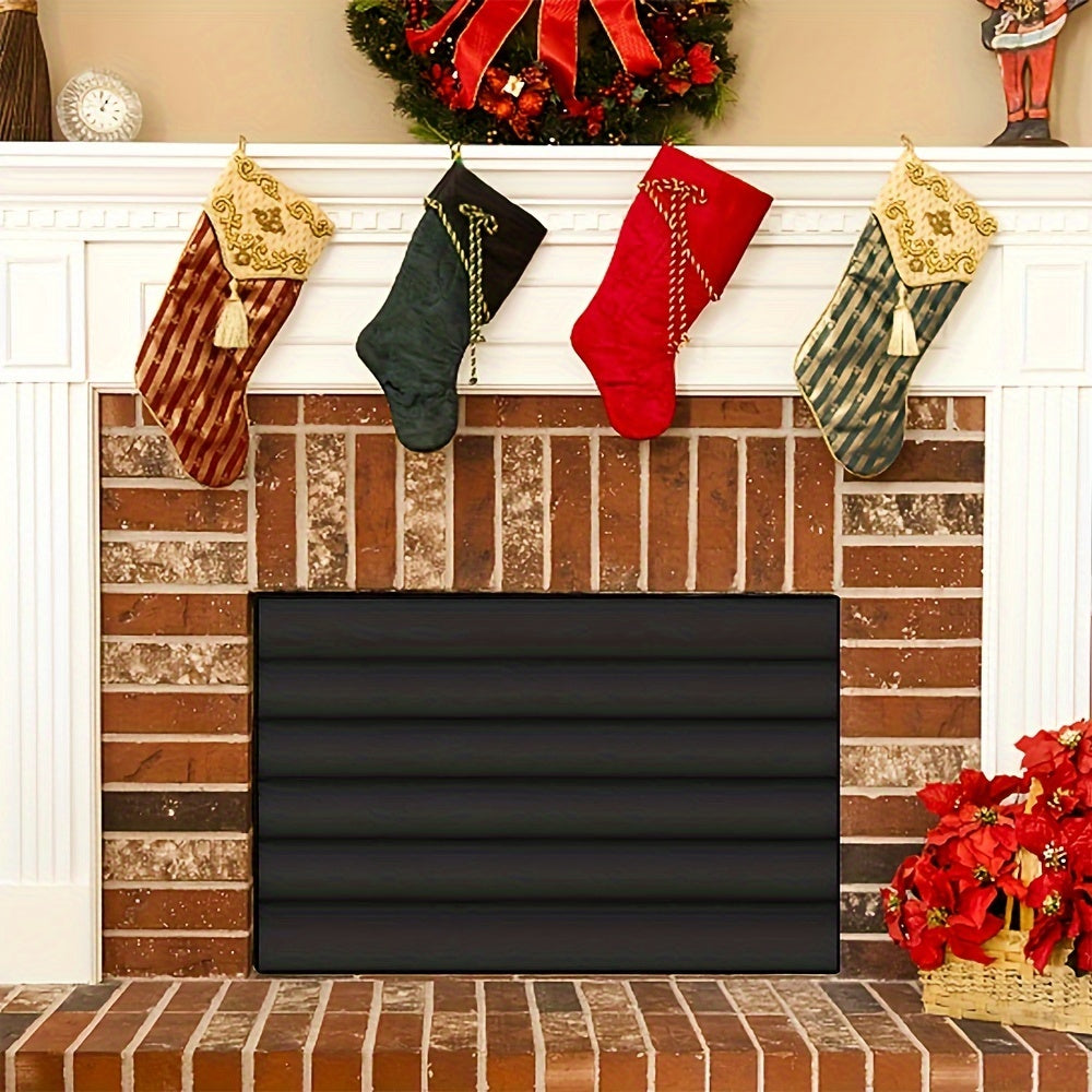 Magnetic Fireplace Blanket Black Indoor Cover Draft Stopper Insulation Odor Control