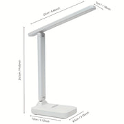 High-Brightness LED Desk Lamp with Touch Control, Adjustable Arm, Foldable, USB Rechargeable, 3-Color Temperatures