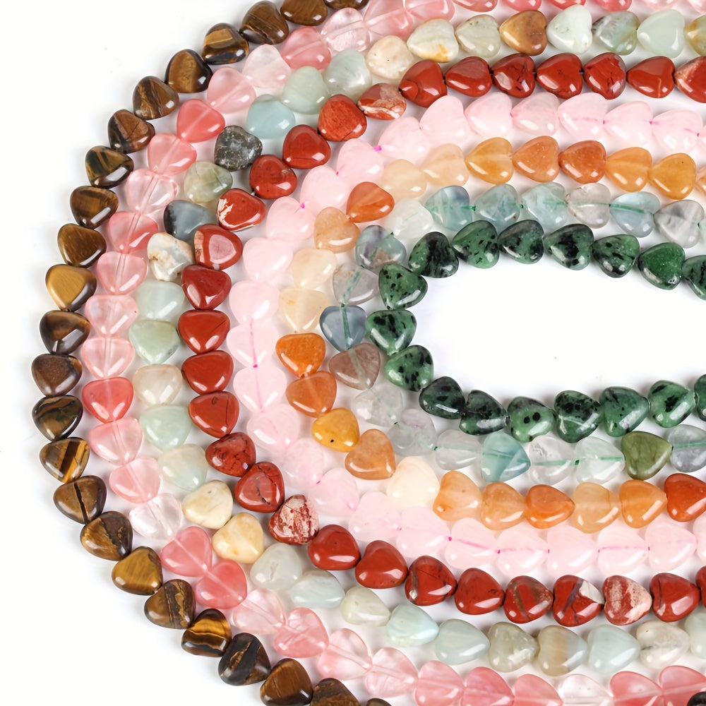 Heart-Shaped Stones Set 10mm Rose Quartz Lapis Lazuli Amazonite for Jewelry Making