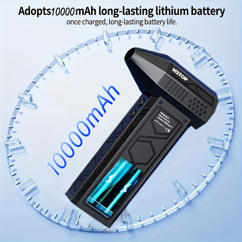 Turbo Jet Air Blower: Yuqori tezlikda mini qo'l bloweri LED chiroq bilan - 10000mAh lityum batareya - USB orqali zaryadlash - Uy, avtomobil, elektronika va ochiq joylarda aniqlik bilan tozalash uchun ideal