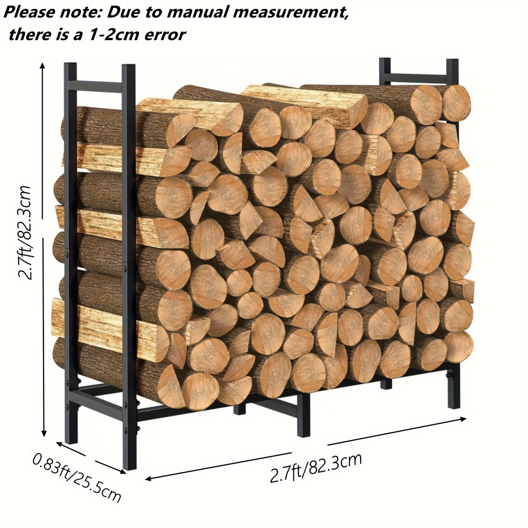 Indoor Outdoor Metal Log Storage Rack Heavy Duty Firewood Holder 243.84 cm
