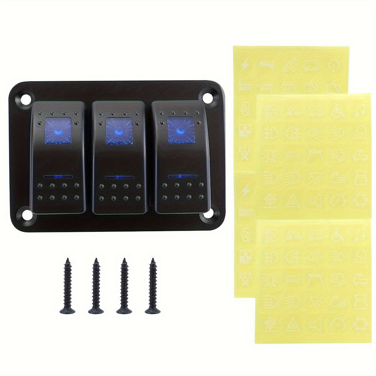 Алюминиевый панель переключателей Rocker 3-8 групп 5-контактный Вкл/Выкл синий для транспортных средств