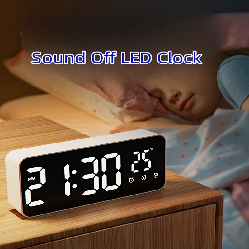 LED Clock with Smart Alarm and Mirror Design for Home Decor