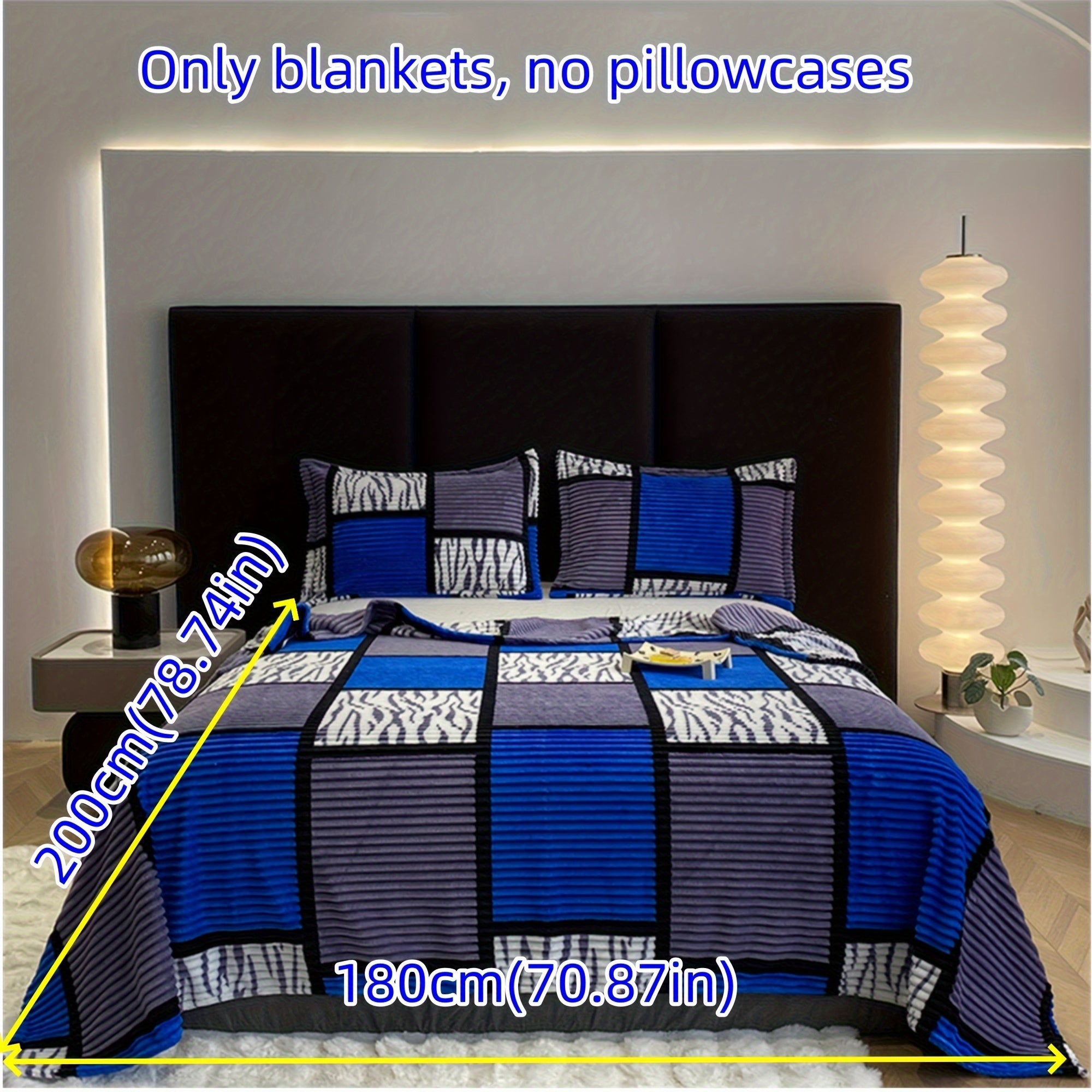 Striped Grid Blanket Lightweight Breathable All-Season Sofa Bed Travel 1 Piece