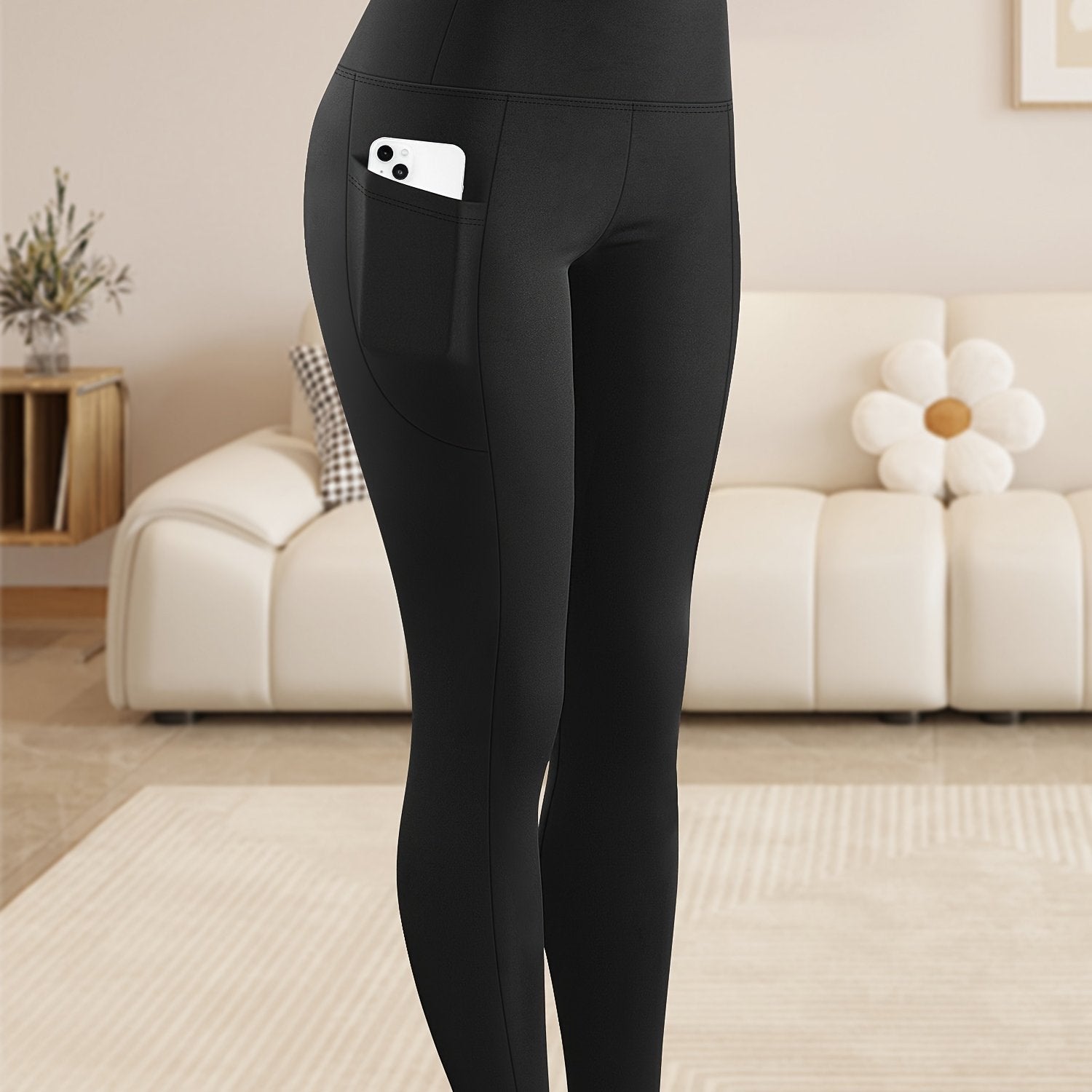 Женские леггинсы для йоги с высокой талией и контролем живота, с карманами