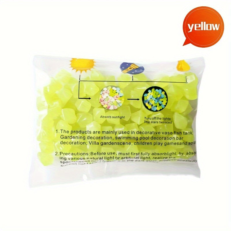 Glow-in-the-Dark Pebbles 100 Pack Octagon Sandstone for Aquariums and Planters