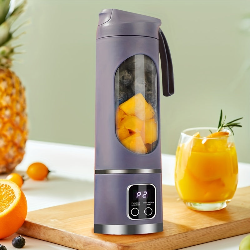 Exprimidor inalámbrico portátil con pantalla LED, 12 cuchillas, capacidad de 450ml