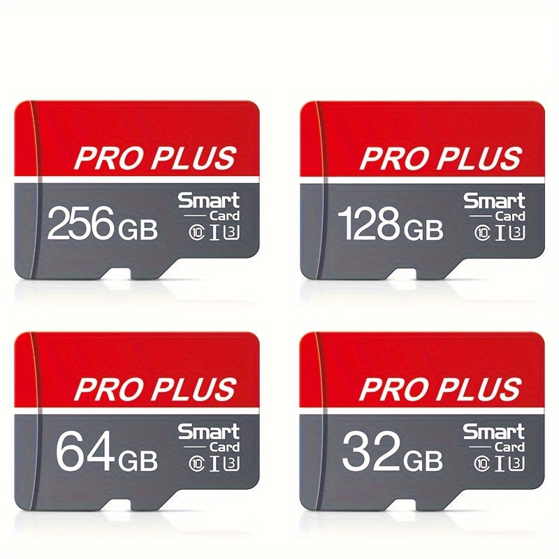 High-Speed Class 10 U3 MicroSD Card 16GB to 256GB Red and Gray for Smartphones Tablets