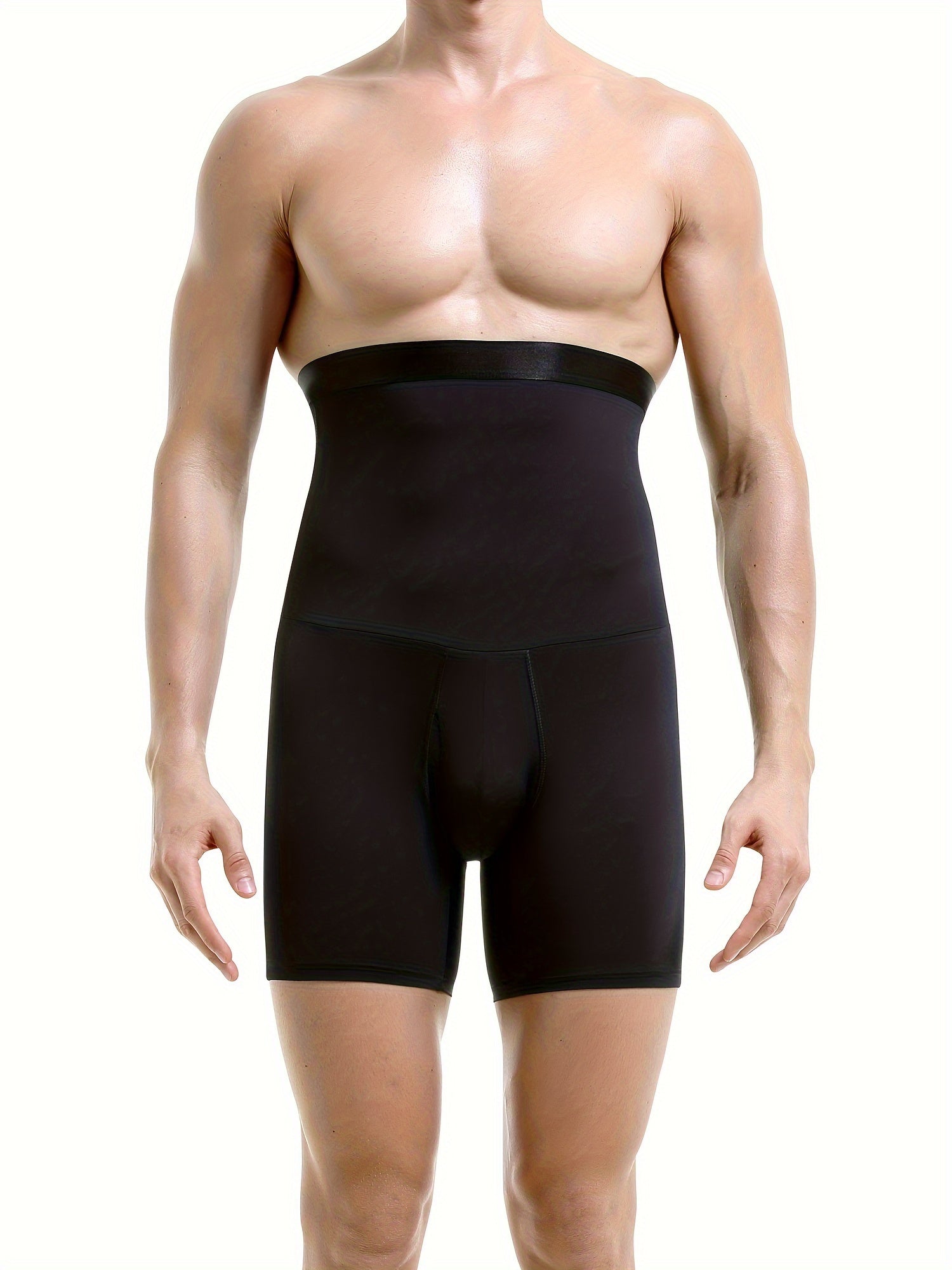 Men's High Waist Tummy Control Shapewear Shorts Solid Nylon Slim Fit