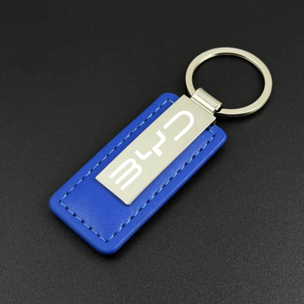 Unisex Faux Leather Keychain with Zinc Alloy Plate Durable Zipper
