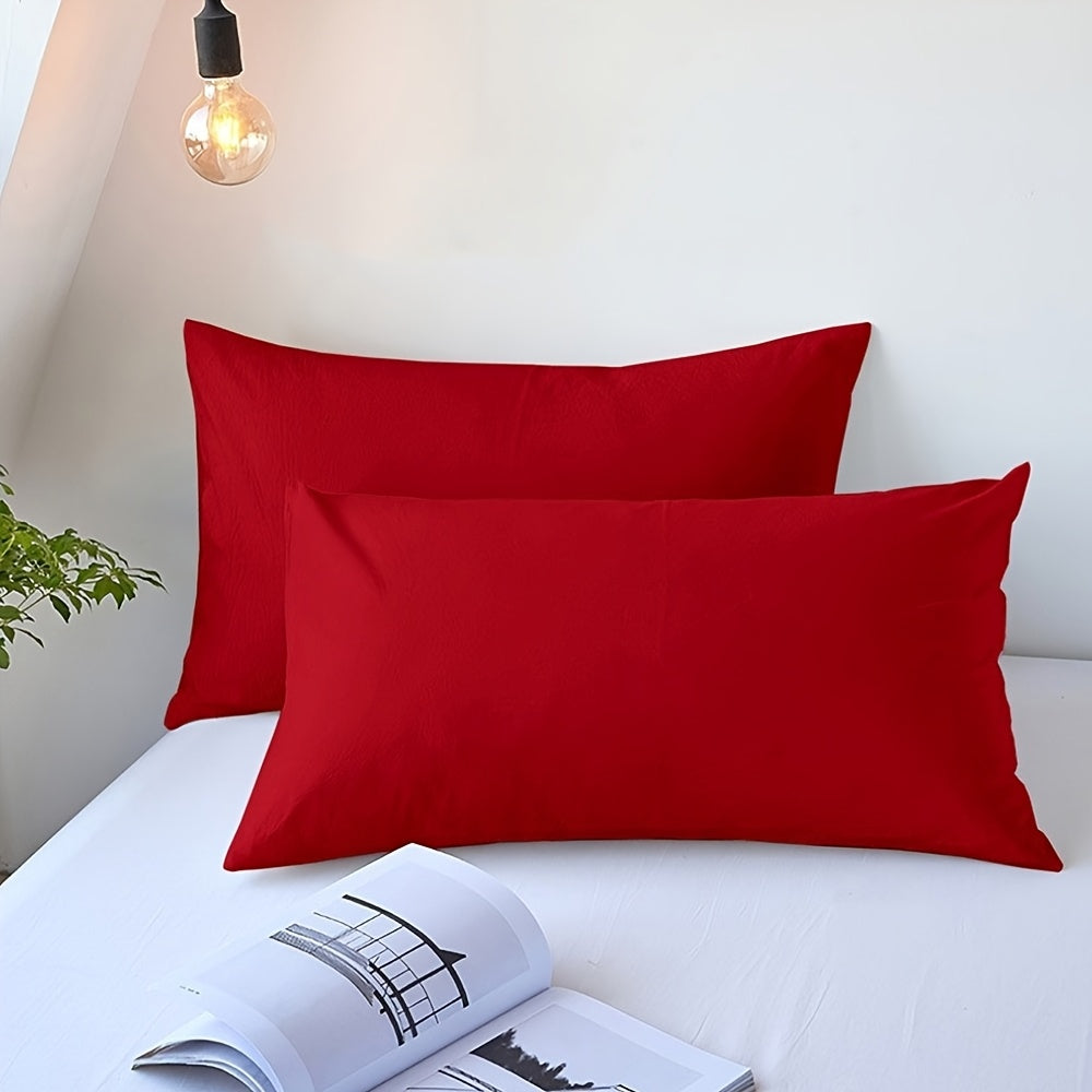 Pair of Solid Color Fleece Pillowcases with Pockets for Dorms and Bedrooms