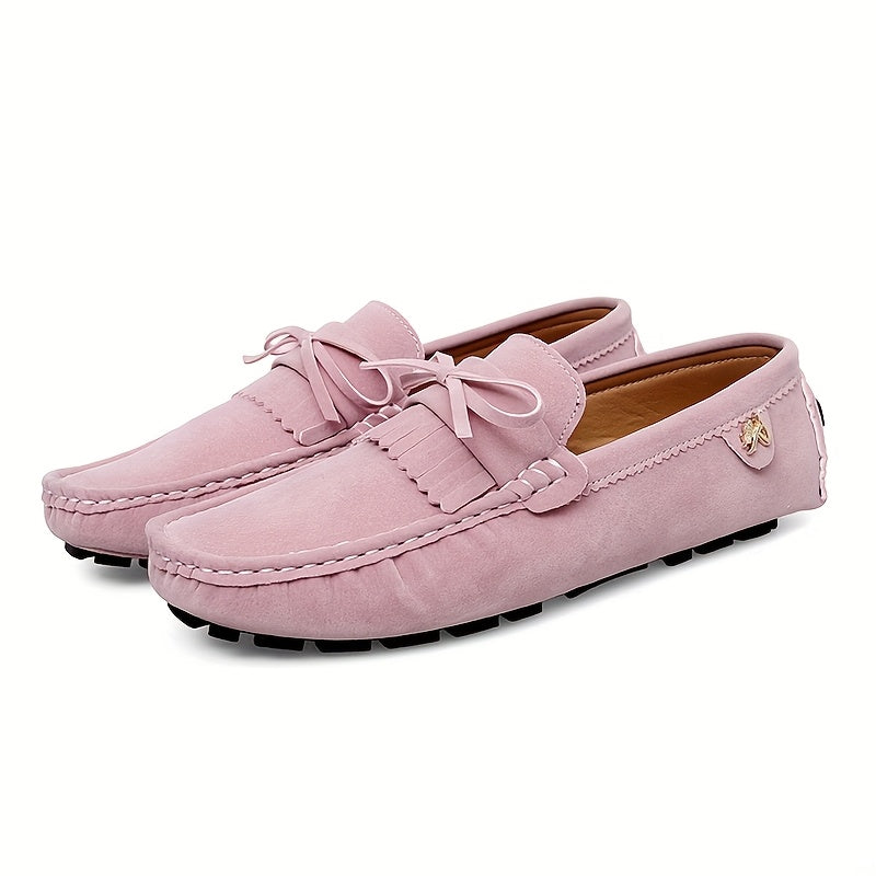 Women's Slip-On Loafers Microfiber Bowknot Tassel Casual Shoes Black Pink Blue Red Green