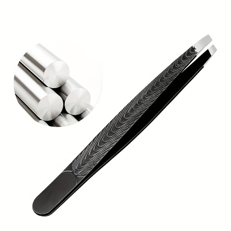 Unisex Slant Tip Tweezer Hair Plucker for Eyebrow Grooming Black