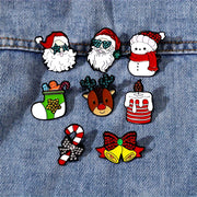 Set of 8 Cartoon Christmas Enamel Brooches Holiday Holiday Lapel Pins Jewelry Accessories