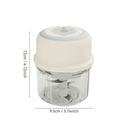 USB orqali zaryadlanadigan mini simsiz elektr sarimsoq maydalagich. Bir bosish bilan ishlash, 1000 RPM motor va oson tozalash dizayni. Uy oshxonasida, lagerda va kichik ovqat porsiyalarida ideal.