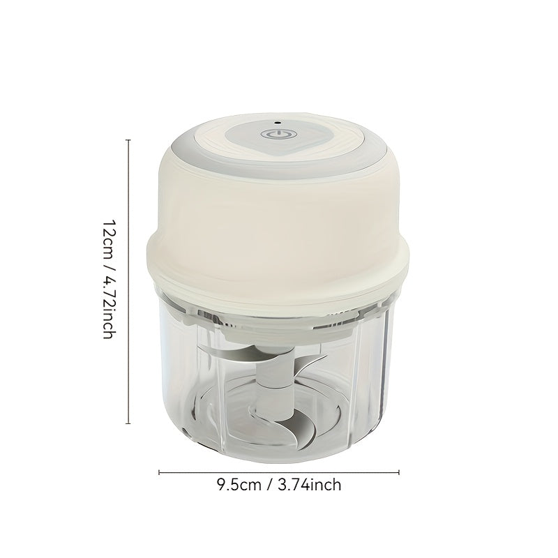 USB orqali zaryadlanadigan mini simsiz elektr sarimsoq maydalagich. Bir bosish bilan ishlash, 1000 RPM motor va oson tozalash dizayni. Uy oshxonasida, lagerda va kichik ovqat porsiyalarida ideal.