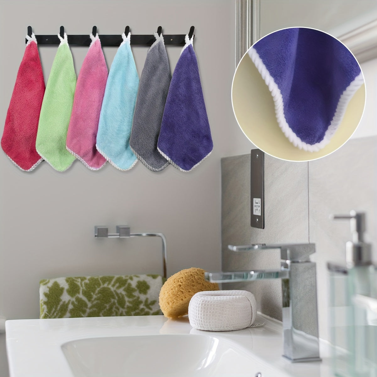 Set of 12 Microfiber Cleaning Cloths with Hanging Loop for Kitchen Bathroom and Toilet