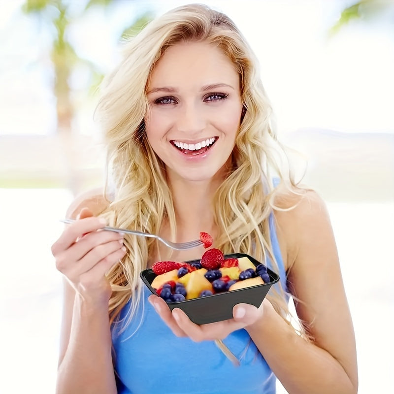 Plastic Black Food Storage Containers 26oz Leakproof Stackable Bento Boxes