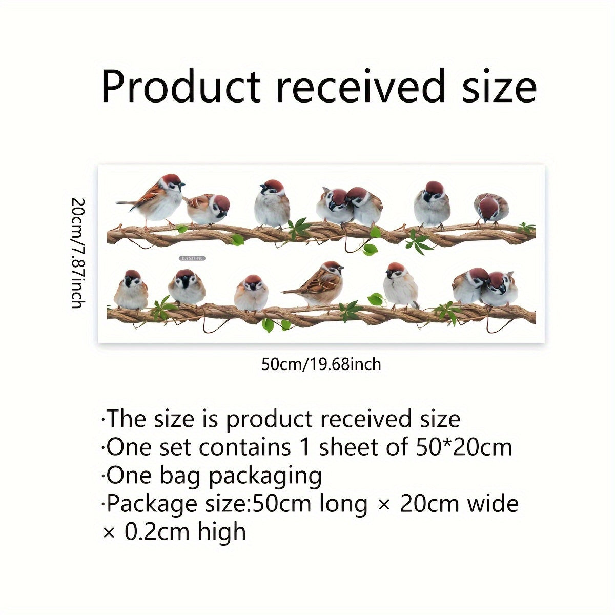 Contemporary Bird on Branch Window Cling Reusable Static Decal for Bedroom Living Room Kitchen